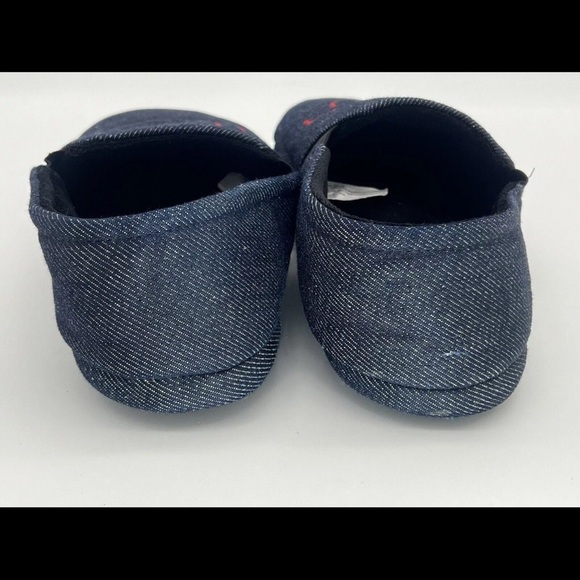 TRUE RELIGION Slippers Mens Size 9 - 10 Blue Denim Red Logo Slip On Hard Bottom - Picture 5 of 6